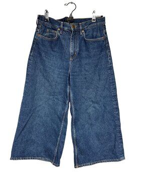 COS High Rise Wide Leg Medium Blue Cropped Denim Jeans Size US 4